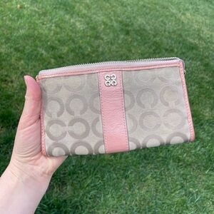 Coach Pink and Beige Signature Wallet